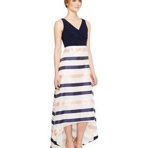 Adrianna Papell Navy and Pink High Low Dress